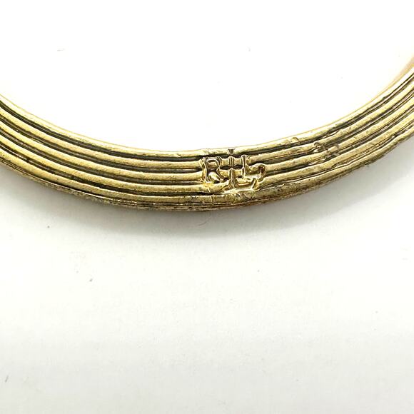 Ralph Lauren Gold Hoop Ribbed Earring Hoop RLL Coastal Cowgirl Western Jewelry - Picture 6 of 8